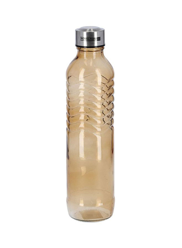 

RoyalFord 750ml Glass Water Bottle, RF9826, Brown/Silver