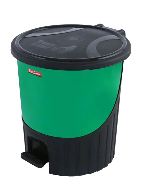 Delcasa Easy Garbage Pedal Bin, 8.5 Liters, Green/Black