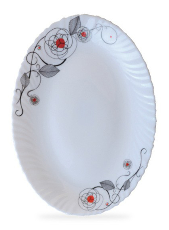 Royalford 14-inch Liza Opal Ware Oval Soup Plate, RF6743, White