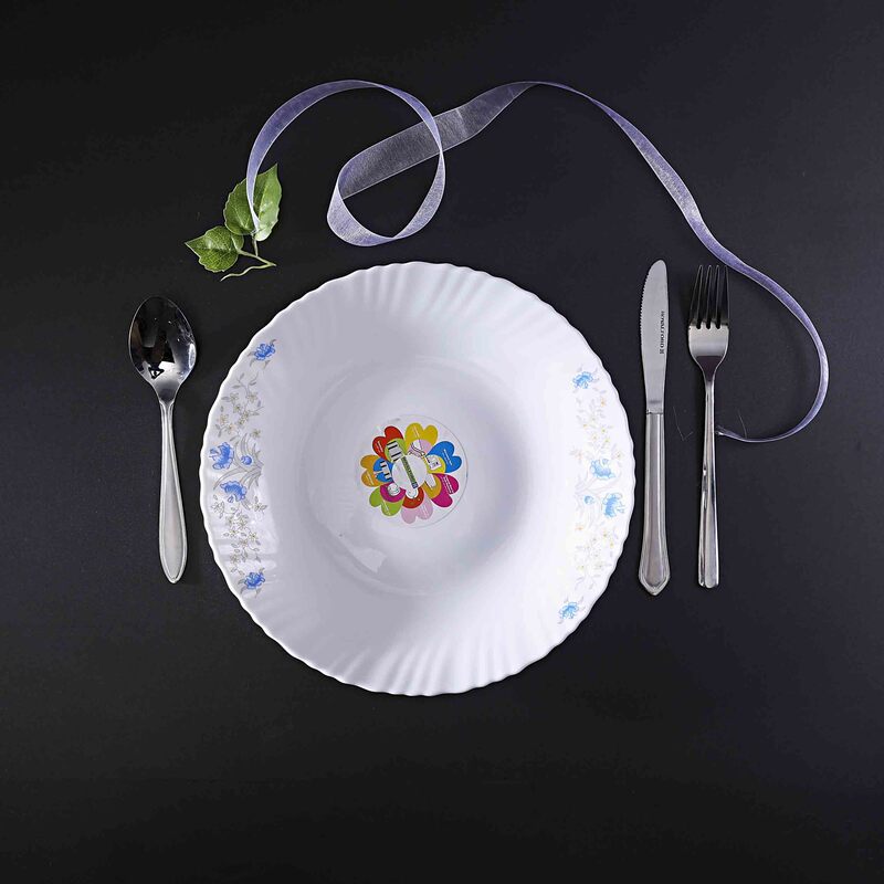 Royalford 10.5-inch Elegant Floral Design Opal Romantic Dinner Plate, RF5678, White