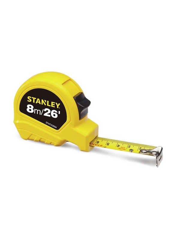 

Stanley 8 Meter x 25mm Short Tape, Black/Yellow