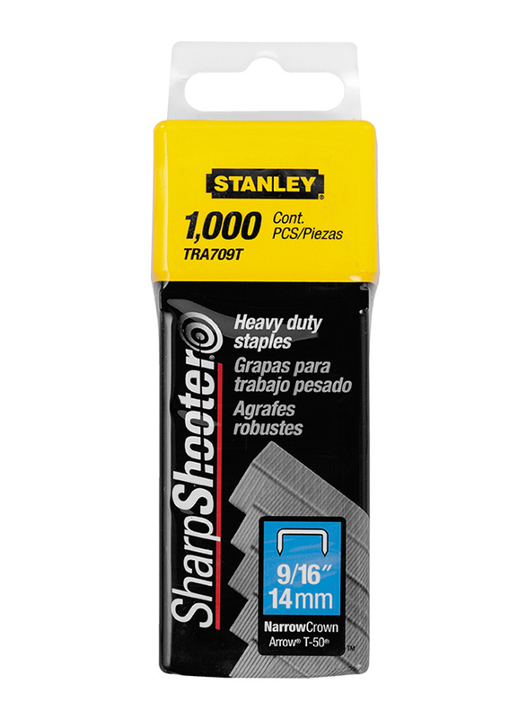 

Stanley 14mm Heavy Duty Staples, 1000 Pieces, 1-TRA709T Silver