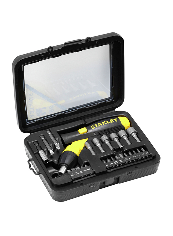 

Stanley 25-Piece Pistol Grip Multi Bit Ratchet Screwdriver Set, 0-63-022, Multicolour