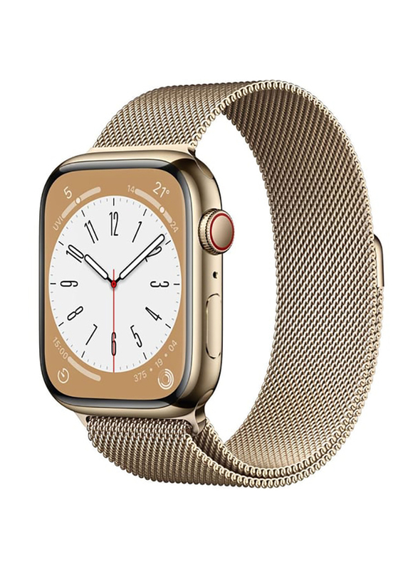 

Apple Series 8 45mm Smartwatch, GPS + Cellular, Gold Stainless Steel Case with Gold Milanese Loop