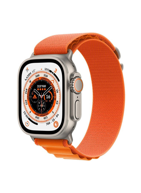 

Apple Ultra 49mm Smartwatch, GPS + Cellular, Titanium Case with Orange Alpine Loop, Medium