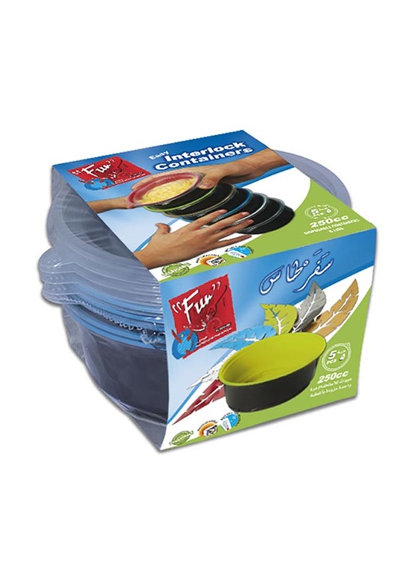 

Fun 5-Pieces 250cc Indispensable Interlock Round Containers with Screw Base, Assorted Colour