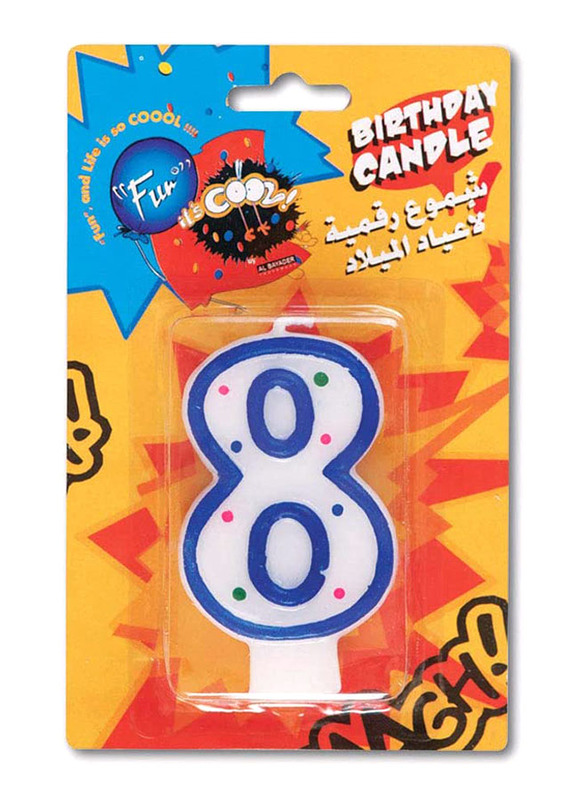

Fun Its Cool Number 8 Birthday Candle, White/Blue