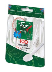Fun 100-Piece 5-inch Everyday Disposable Plastic Tea Spoon Set, White