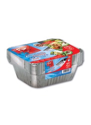 Fun 10-Pieces 420cc Indispensable Aluminium Containers with Lids, Silver/White