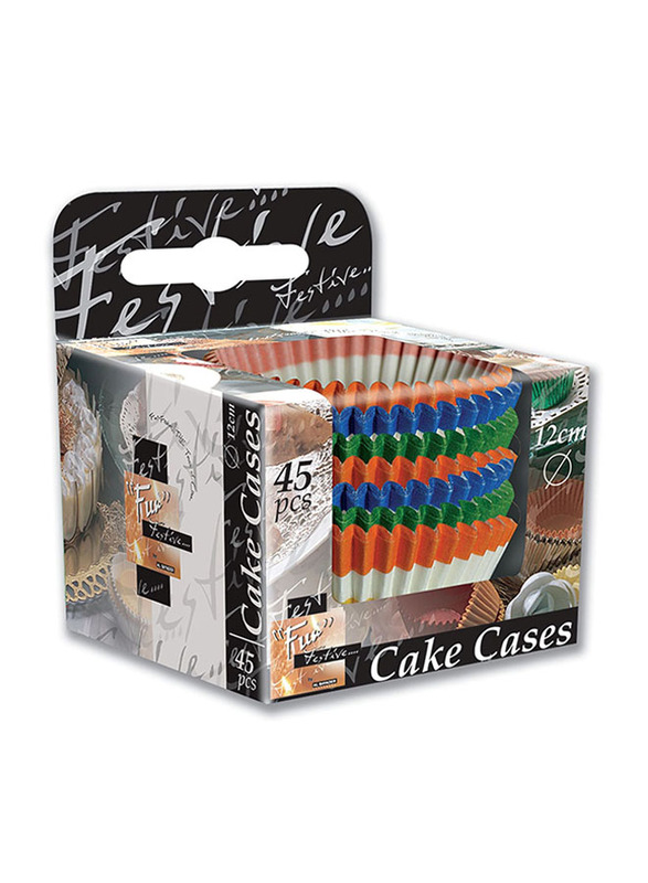 Fun 45-Piece 12cm Festive Printed Paper Cake Case, Multicolour