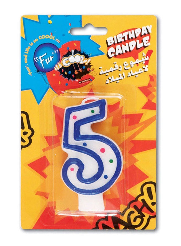 

Fun Its Cool Number 5 Birthday Candle, White/Blue