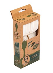 Fun 18-Piece 6.6-inch Green Track Eco Friendly Disposable Heavy Duty Spoon, White