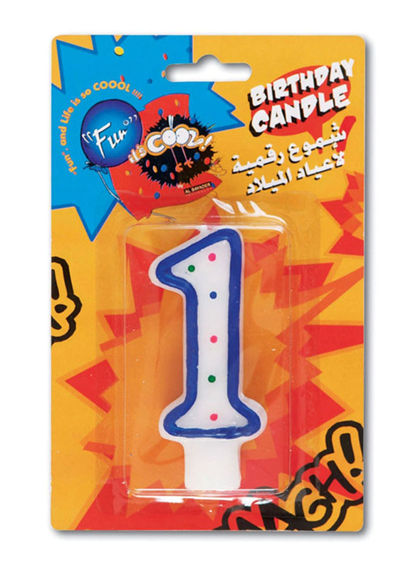 

Fun Its Cool Number 1 Birthday Candle, White/Blue