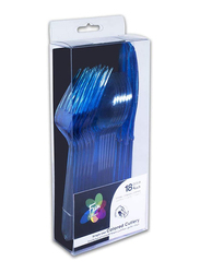 Fun 18-Piece Color Heavy Duty Plastic Cutlery Set, Blue
