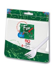 Fun 50-Piece 6.5-inch Everyday Disposable Plastic Fork Set, White