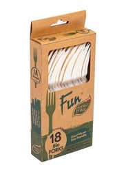 Fun 18-Piece 7-inch Green Track Eco Friendly Disposable Heavy Duty Forks, White