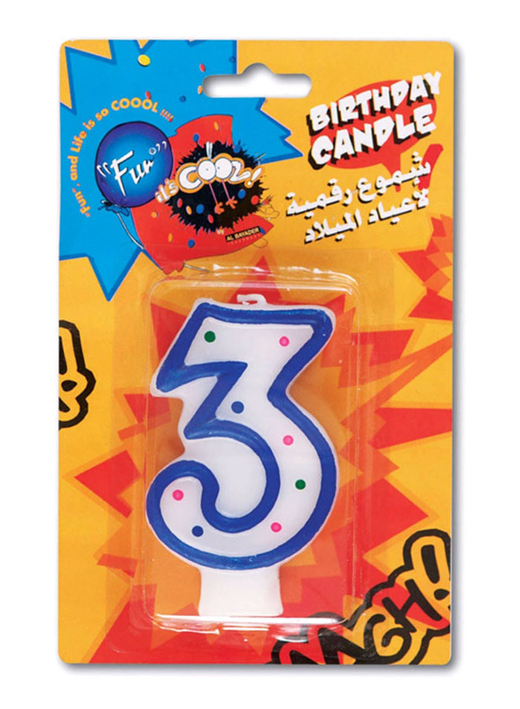 

Fun Its Cool Number 3 Birthday Candle, White/Blue