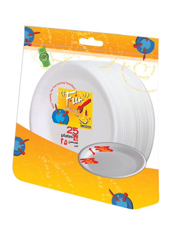 

Fun Everyday 9-inch 25-Piece Thermocol Foam Round Disposable Plate Set, White