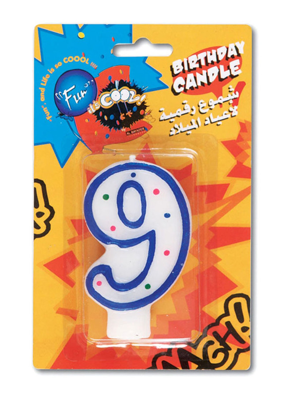 

Fun Its Cool Number 9 Birthday Candle, White/Blue