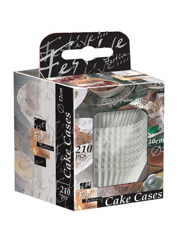 Fun 210-Piece 10cm Festive Paper Cake Cup, White