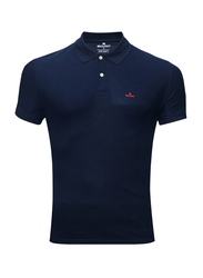 Bouso Short Sleeve Polo Shirt for Men, Small, Navy Blue