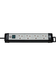 Brennenstuhl 4 Way Premium Extension Socket, 1.8-Meter Cable, Black/Grey