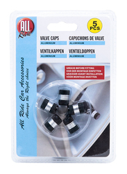 All Ride Aluminum Valve Caps, Black/Silver, 5 Pieces