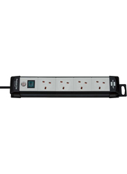 Brennenstuhl 4 Way Premium Extension Socket, 3-Meter Cable, Black/Grey