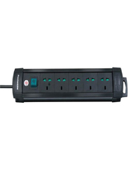 Brennenstuhl 5 Way Premium Extension Socket, 3-Meter Cable, Black/Green