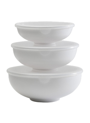 Hutzler 3-Piece Melamine Round Nesting Prep Bowl, White