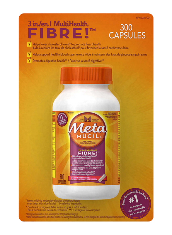 

Metamucil 100% Natural Psyllium Husk Daily Fibre Supplement, 300 Capsules