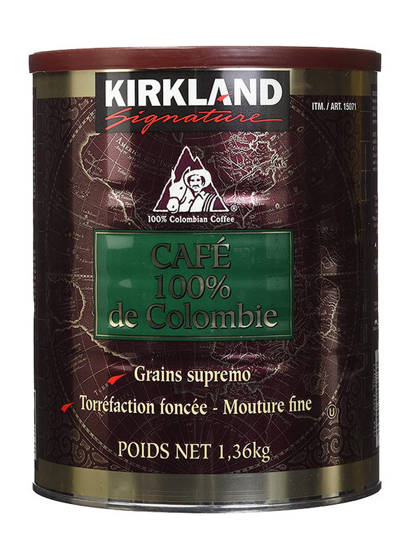 Kirkland Signature 100% Colombian Coffee Supremo Bean Dark Roast-Fine Grind, 1.36 Kg