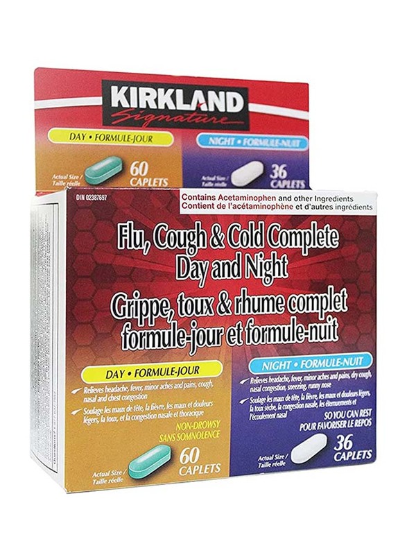 

Kirkland Signature Flu, Cough & Cold Complete Formula of Day 60 Tablets and Night 36 Tablets, 96 Tablets