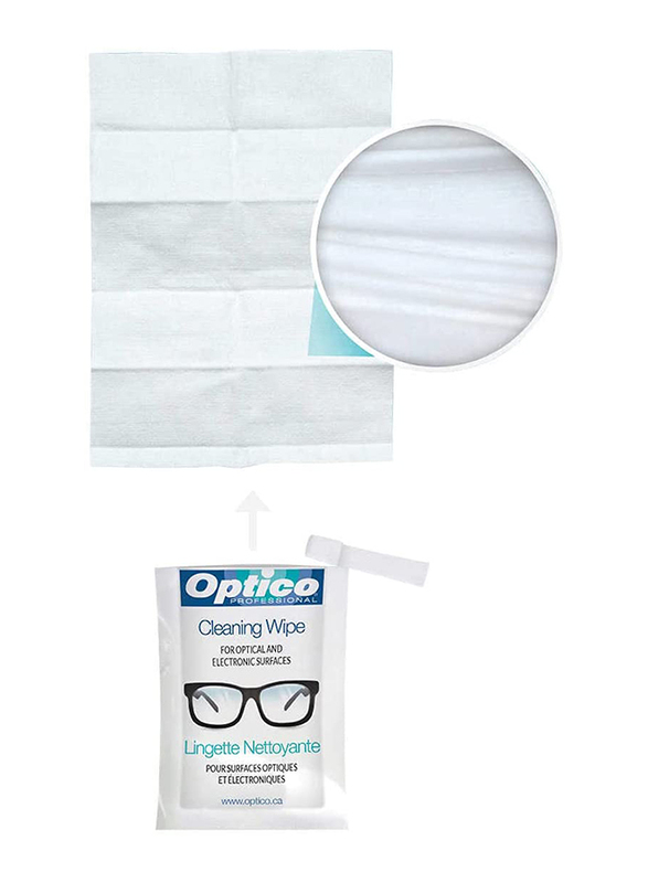 Optico Professional Pre-Moistened Lens Cleaning Cloths, 180-Pieces, White