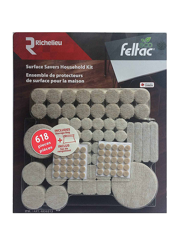 Richelieu Eco Feltac Surface Savers Household Felt Pad Kit, 618 Pieces, Grey