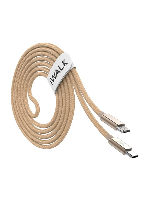 Iwalk 1-Meter Premium USB Type-C Cable, Fast Charging Micro-B USB to USB Type-C for USB Type-C Devices, Gold