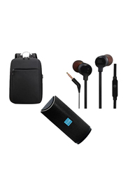 V-Walk Anti-Theft Backpack Laptop Bag with USB Charging Port/Bluetooth Speaker and JBL Tune 110 Earphones(9.2mm Driver), Black