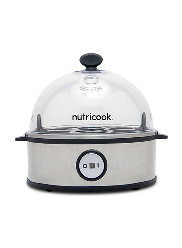 Nutri Cook Rapid 7-Eggs Electric Stainless Steel Egg Cooker, 360W, NC-EC360, Silver/Clear