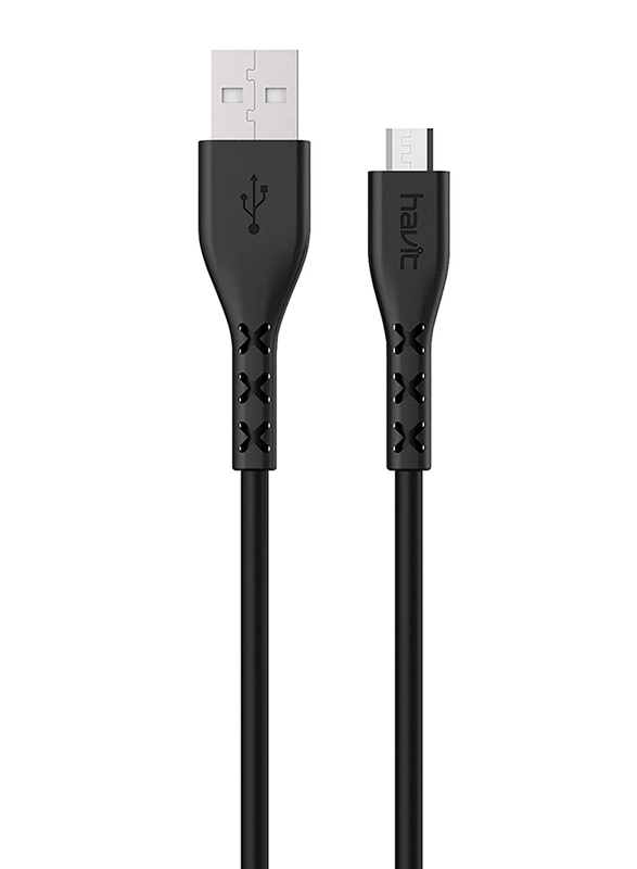 Havit 1-Meter Anti-Broken Micro-B USB (5 pin) Data and Charging Cable, High-Speed 2.0A USB Type A Male to Micro-B USB (5 pin) for Micro USB Port Devices, Black
