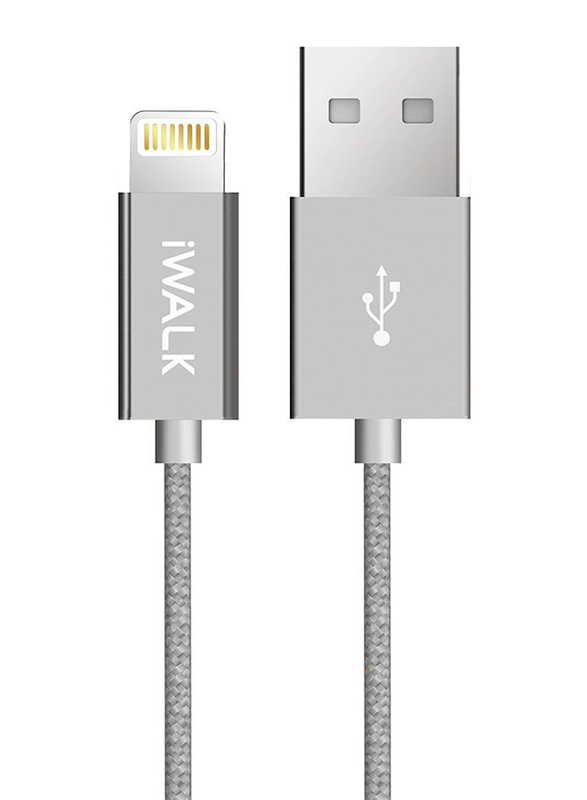 Iwalk 2-Meter Premium Certified Lightning Charging Cable, USB 2.0 Type-A Male to Lightning for Apple Devices, Silver