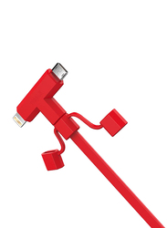 Iwalk 1-Meter 2-in-1 Premium Charging Data Cable, USB 2.0 Type-A Male to Micro-B USB/Lightning, MFi Certified for Smartphones/Tablets, Red