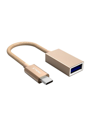 Iwalk 0.16-Meter Charging and Data Transfer USB Type-C Cable, Fast Charging USB Type A Male to USB Type-C for Type-C Devices, Gold