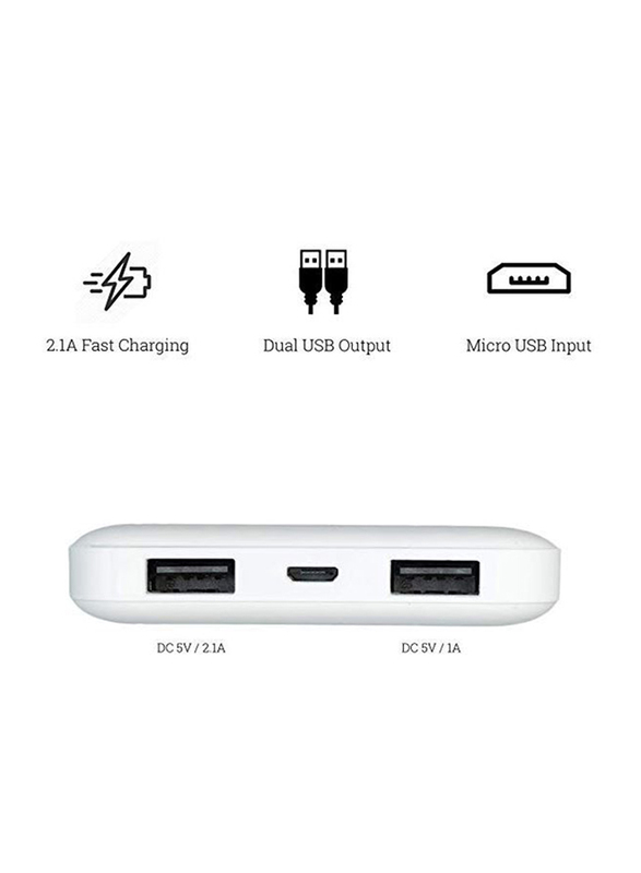 V-Walk 10000mAh Lithium-Polymer Power Bank, with Micro-USB Input, with Micro-USB Cable, HT-A10, White