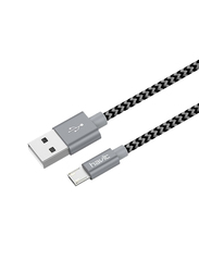 Havit 1-Meter High Tech Micro-B USB Braided Cable, USB Type A Male to Micro-B USB for Micro-B USB Devices, Grey/Black