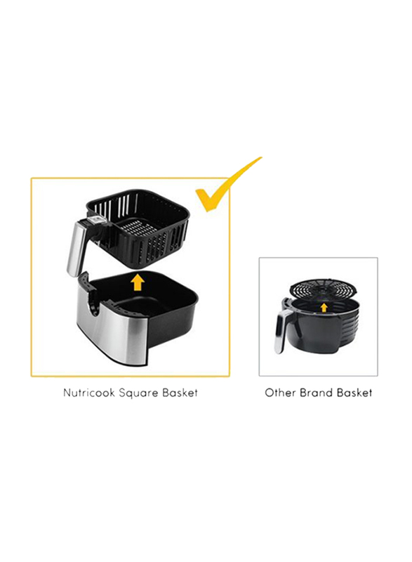 Nutri Cook Rapid 3.6L Electric Stainless Steel Air Fryer, 1500W, NC-RAF36, Silver/Black