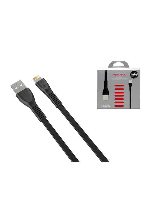 Havit 1.8-Meter Lightning Cable, Fast Charging USB 2.0 Type-A Male to Lightning for Apple Devices, Black