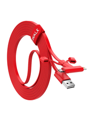 Iwalk 1-Meter 2-in-1 Premium Charging Data Cable, USB 2.0 Type-A Male to Micro-B USB/Lightning, MFi Certified for Smartphones/Tablets, Red