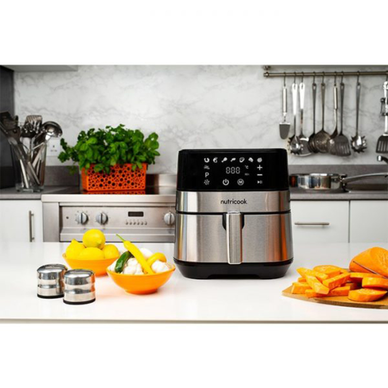 Nutri Cook Rapid 3.6L Electric Stainless Steel Air Fryer, 1500W, NC-RAF36, Silver/Black