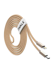 Iwalk 1-Meter High Tech Lightning Cable, Fast Charging USB Type-C Male to Lightning for Apple Devices, Gold