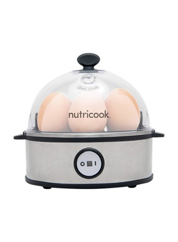 Nutri Cook Rapid 7-Eggs Electric Stainless Steel Egg Cooker, 360W, NC-EC360, Silver/Clear